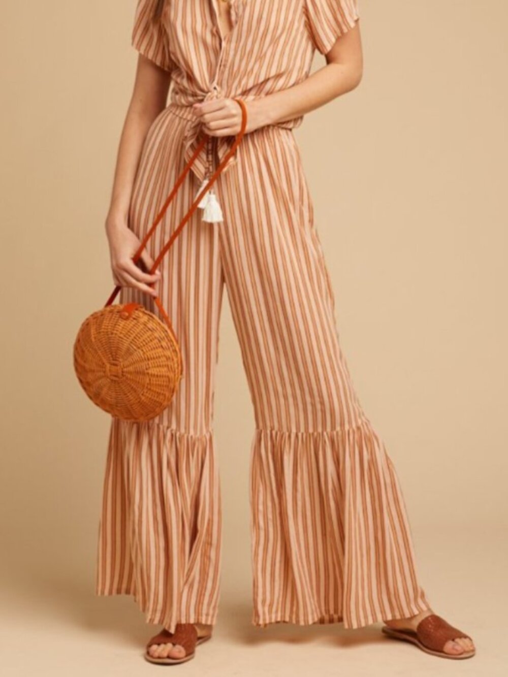 Faithfull The Brand Almeria Bisou Pant Striped Orange Size Large‎ / 8